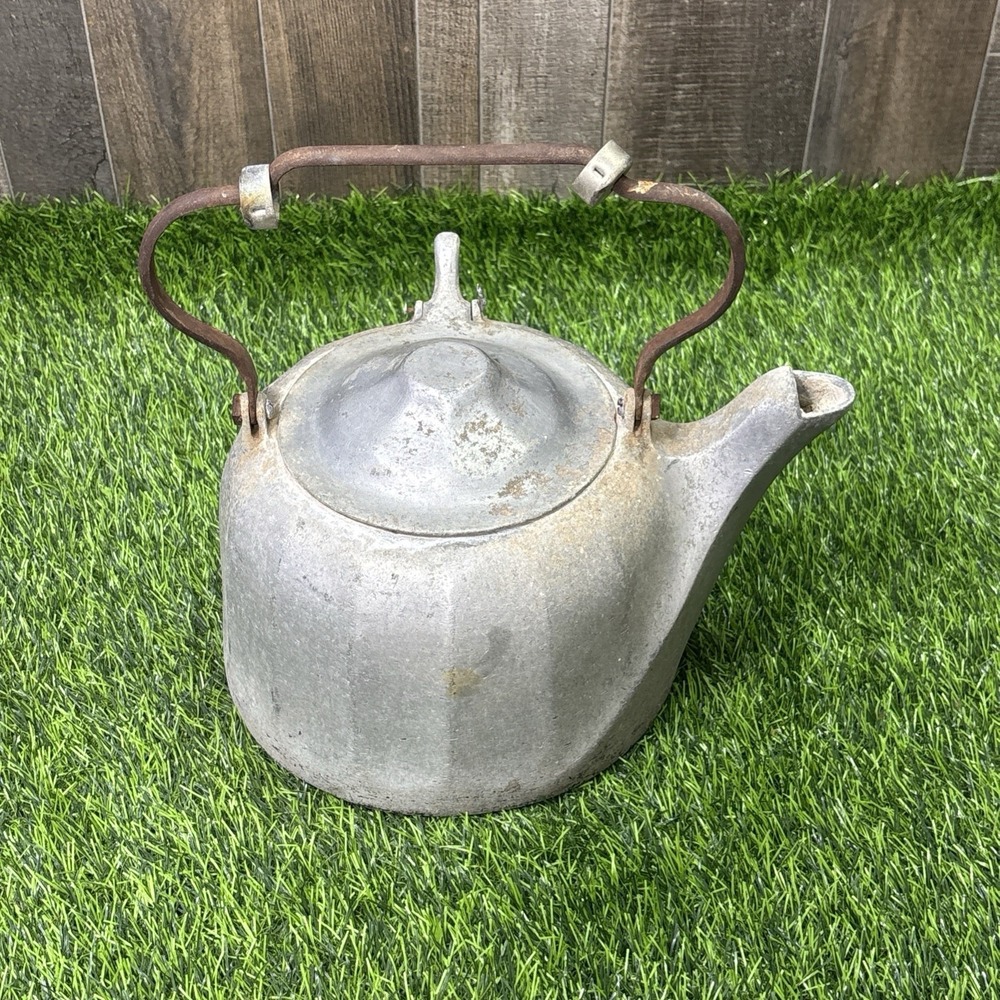 Vintage Wagner Ware Sidney O No. 8 Aluminum Camp Tea Kettle Coffee Pot USA